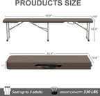 6ft Plastic Folding Bench with Carrying Handle & Lock, Portable Outdoor Bench - Image 3