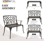 VINGLI 38" Outdoor Metal Bench, Cast Aluminium Garden Bench, Weatherproof - Image 6