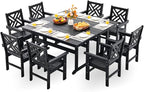 HDPE Outdoor Dining Set, 10-Piece Outdoor Table and Chairs Include 8 Dining by Unknown