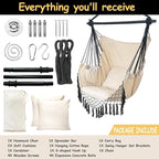 Hammock Chair Hanging Rope Swing Chair, Max 450 Lbs, Large Hanging Chair - Image 3