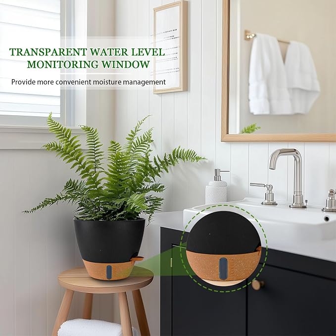 2 Pack 10 inch Plant Pots, Plastic Self Watering Planters - Image 5