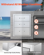VEVOR Outdoor Kitchen Drawers 18.11" W x 23.23" D x 23.23" H, Triple-Access - Image 5