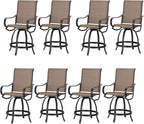 PHI Villa Outdoor Swivel Bar Stools Set of 8, Counter Height Patio Chairs by PHIVILLAThepioneerofcomfortablehouseholdsupplies