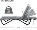 Kozyard Outdoor Chaise Lounge Chair, Full Flat Adjustable Patio Lounger - Image 2