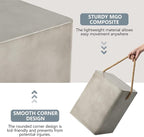 COSIEST Set of 2 Concrete Side Table, Rectangular Outdoor Side Table w Hemp - Image 5