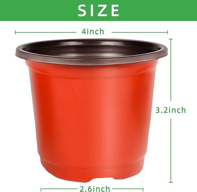 TDHDIKE Plastic Planter Nursery Pots 4" Small Seedlings Flower Pots Container - Image 2