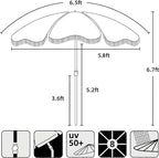 AMMSUN Boho Fringe Umbrella Outdoor Patio, 6.5ft UPF50+ Picnic Umbrella - Image 6