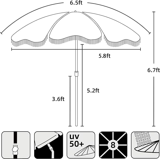 AMMSUN Boho Fringe Umbrella - Image 6