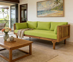 Merax Solid Acacia Wood Couch Chaise Lounge Chair Indoor, 3 Seater Daybed Sofa - Image 4