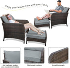 LEVELEVE Balcony Furniture 5 Piece Patio Conversation Set, PE Wicker Rattan - Image 5
