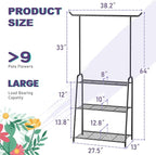 Metal Plant Stand Indoor Outdoor, 3 Tier Tall Corner Plant Shelf, Hanging - Image 2