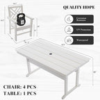 HDPE Dining Table Set for 4, 5-Piece Outdoor Table and Chairs Include 4 Dining - Image 3