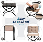 HollyHOME 15" Folding Footrest Stool, Upholstered Small Foldable Ottoman - Image 5