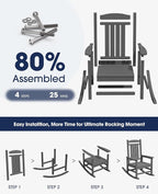 KINGYES Oversized Outdoor Rocking Chair Set of 2, HDPE Patio Rocking Chairs - Image 8