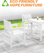 Patio Dining Chair Set of 2, HDPE Outdoor Dining Chair, Ergonomic HDPE Dining - Image 5