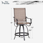 PHI Villa Outdoor Swivel Bar Stools Set of 4, Counter Height Patio Chairs - Image 6