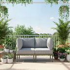 Sundale Outdoor 2 Pieces Metal Patio Furniture Set, Outdoor Sectional Sofa w/6 - Image 7