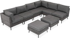 LAUSAINT HOME 8 Piece Outdoor Sectional Sofa PE Rattan Patio Conversation Sets - Image 9