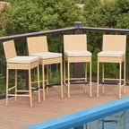 ECOTOUGE Rattan Bar Stools Set of 4, Wicker Woven Patio Stools & Patio Bar - Image 6