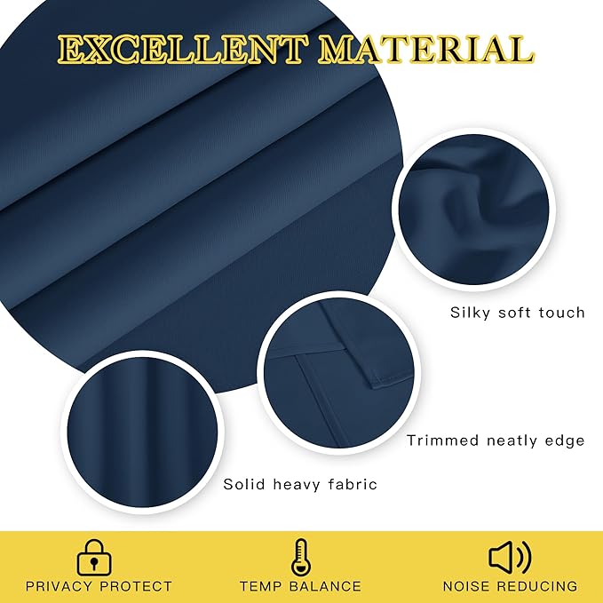 NICETOWN Moroccan Blue Blackout Curtains 84 inch Length, Grommet Top Room - Image 2