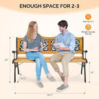 VINGLI Classic Cast Iron & Teak Arched Back Rectangular Outdoor Bench, 470 lbs - Image 3