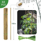 Garden Stakes, 18 Inches Natural Bamboo Plant Stakes, Plant Support Stakes - Image 2