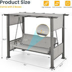 Pamapic 3-Seat Porch Swing Bed - Image 4