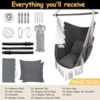 Hammock Chair Hanging Rope Swing Chair, Max 450 Lbs, Large Hanging Chair - Image 3