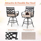 Sophia & William Patio Bar Set 3 Pieces Outdoor Bistro Bar Set - Image 3