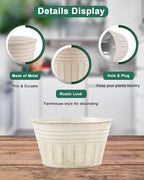 vensovo 10 Inches Beige Metal Rustic Plant Pots - Image 3
