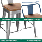 WENTMENT Bar Stools Set of 4 Counter Height Stools - Image 6