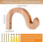 7-Inch Hanging Plant Brackets, Arc-Shaped Wooden Plant Hanger Indoor, Wall - Image 3