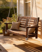 Outvita Wooden Porch Swing, Outdoor Patio Swing, Room 600 lbs Capacity Fir Wood - Image 9
