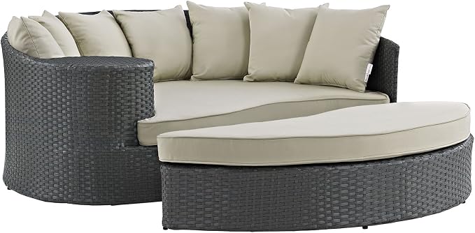 Modway EEI-1982-CHC-BEI Sojourn Wicker Rattan Outdoor Patio Sunbrella Fabric - Image 3