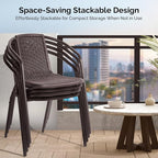 VINGLI PE Rattan Outdoor Dining Chairs Set of 1, Plastic Stackable Patio Chairs - Image 4