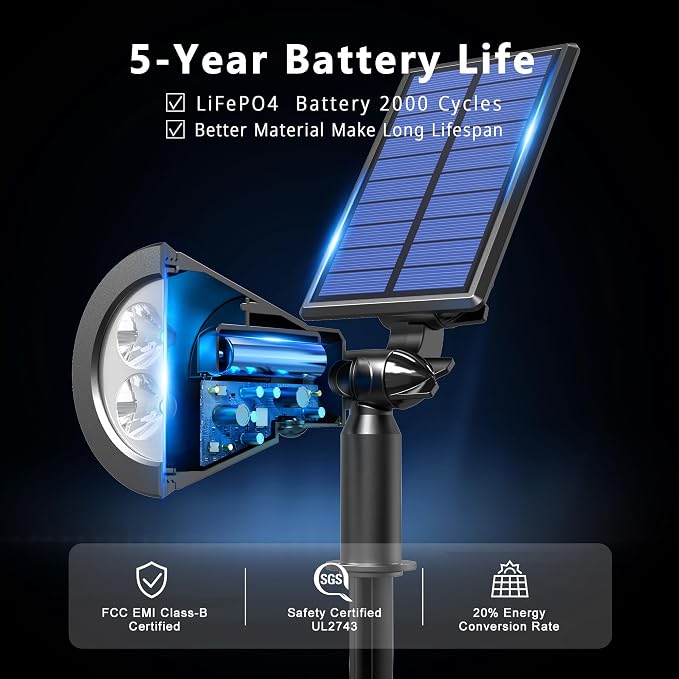 Solar Lights Outdoor Waterproof IP65, 6500K Super Bright LED, 2 Lighting Modes - Image 5