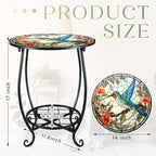 Outdoor Side Table Round Small Mosaic Patio Accent Indoor End Plant Coffee Tea - Image 3