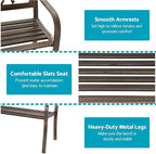MFSTUDIO 50" Outdoor Garden Bench, Patio Metal Frame Park Bench - Image 5