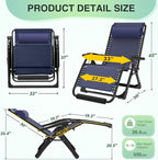 Suteck Oversized Zero Gravity Chair, 33In XXL Lounge Chair w/Removable - Image 2