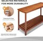 VINGLI 49in Solid Wood Outdoor Console Table, 2-Shelf Wooden Outdoor Accent - Image 5