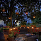 Solar Hanging Lanterns Outdoor Waterproof, Rust Iron Ball Candle Holder - Image 6