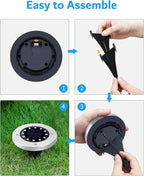 Biling Solar Ground Lights Outdoor 8 Packs, 12 LEDs Bright Flat Solar Lights - Image 7