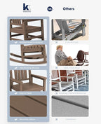 KINGYES HDPE Outdoor Rocking Chair, Widened Seat Patio Rocking Chair, Oversized - Image 6