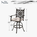 PHI VILLA Outdoor Swivel Bar Stools Set of 4, Cast Aluminum Patio Pub Height - Image 6
