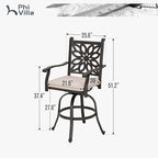 PHI VILLA Outdoor Swivel Bar Stools Set of 2, Cast Aluminum High Top Pub Height - Image 8