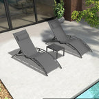 PURPLE LEAF Patio Chaise Lounge Set of 3 Outdoor Lounge Chair Beach Pool - Image 3