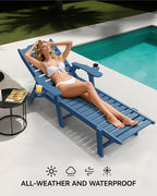 Carauci Lounge Chair Outdoor Set of 2, HDPE Chaise Lounge - Image 6