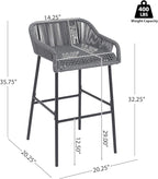 Christopher Knight Home Sivir Outdoor Barstool Set of 2, Patio Woven Rope Bar - Image 2