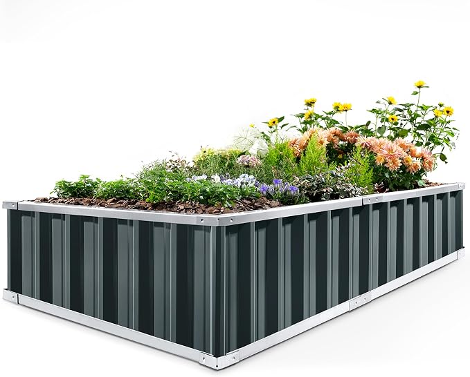 KING BIRD Raised Garden Bed 68"x 36"x 12" Galvanized Steel Metal Outdoor Garden by KINGBIRD