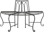 SAFAVIEH Outdoor Collection Abia Victorian Antique Black Semicircle Tree Bench by SAFAVIEH